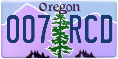 OR license plate 007RCD