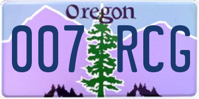 OR license plate 007RCG