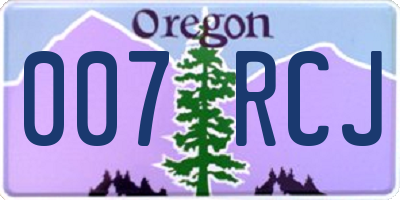 OR license plate 007RCJ