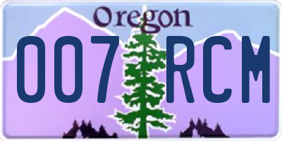 OR license plate 007RCM