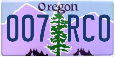OR license plate 007RCO