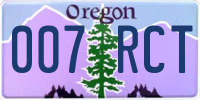 OR license plate 007RCT