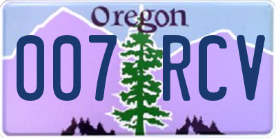 OR license plate 007RCV