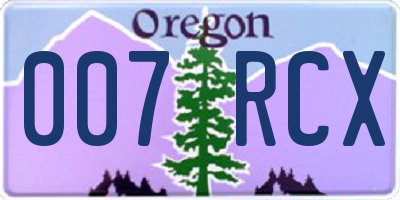 OR license plate 007RCX
