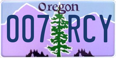 OR license plate 007RCY