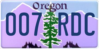 OR license plate 007RDC