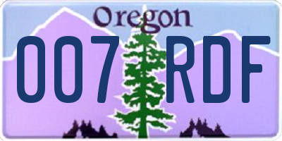 OR license plate 007RDF