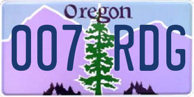 OR license plate 007RDG