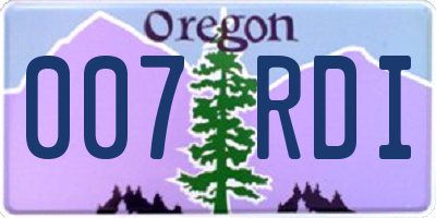 OR license plate 007RDI
