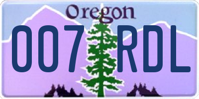 OR license plate 007RDL