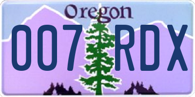 OR license plate 007RDX