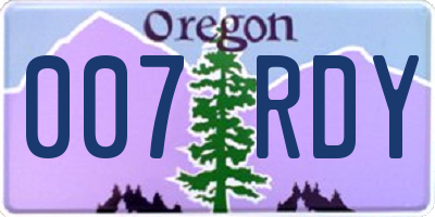 OR license plate 007RDY