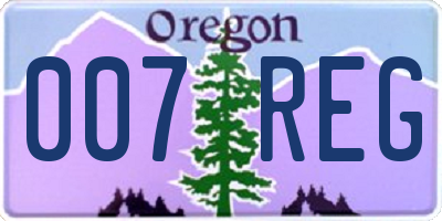 OR license plate 007REG