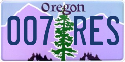 OR license plate 007RES