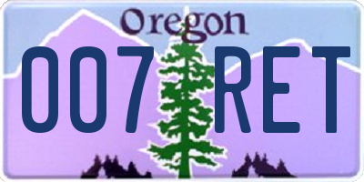 OR license plate 007RET