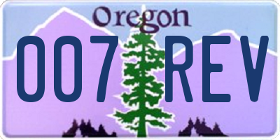 OR license plate 007REV