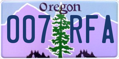OR license plate 007RFA