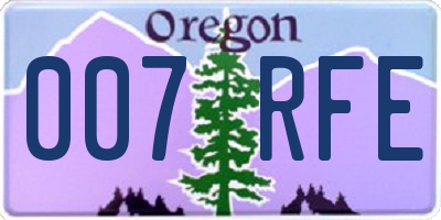 OR license plate 007RFE
