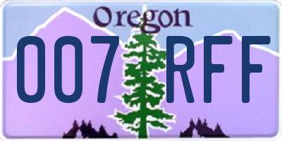 OR license plate 007RFF