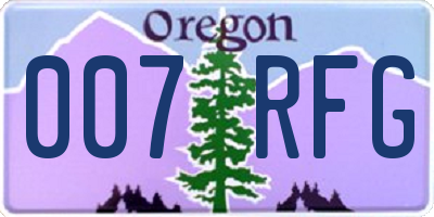 OR license plate 007RFG