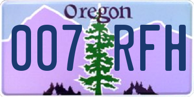 OR license plate 007RFH