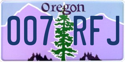 OR license plate 007RFJ