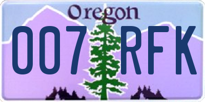 OR license plate 007RFK
