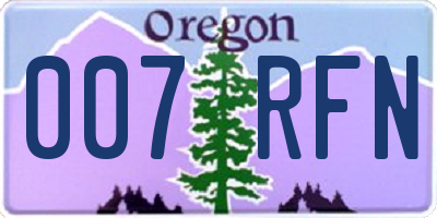 OR license plate 007RFN