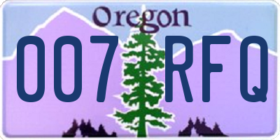 OR license plate 007RFQ