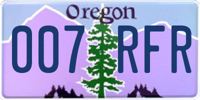 OR license plate 007RFR