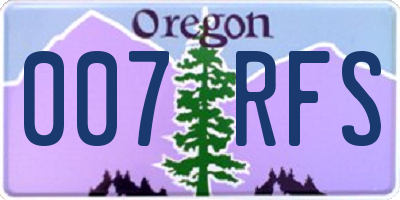 OR license plate 007RFS