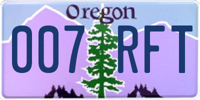 OR license plate 007RFT