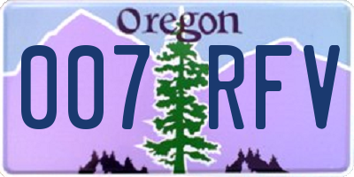 OR license plate 007RFV