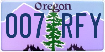 OR license plate 007RFY
