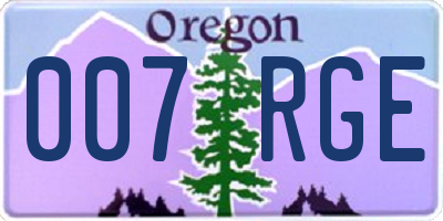 OR license plate 007RGE