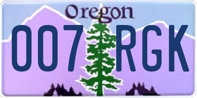 OR license plate 007RGK
