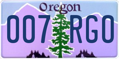 OR license plate 007RGO