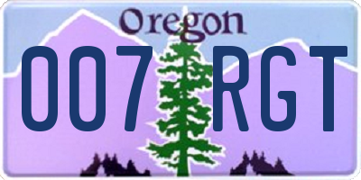 OR license plate 007RGT