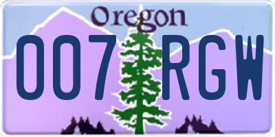 OR license plate 007RGW