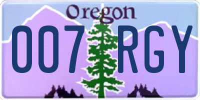 OR license plate 007RGY