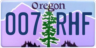 OR license plate 007RHF