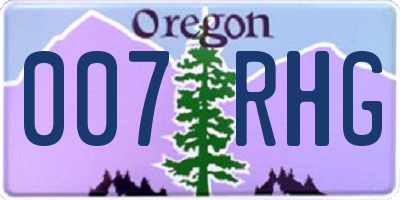OR license plate 007RHG