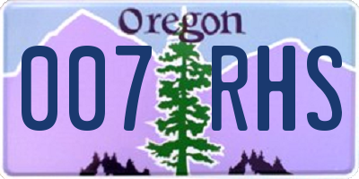 OR license plate 007RHS