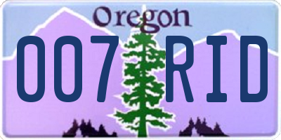 OR license plate 007RID