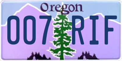 OR license plate 007RIF