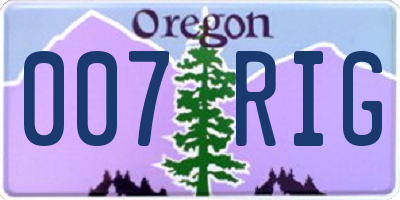 OR license plate 007RIG