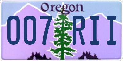 OR license plate 007RII