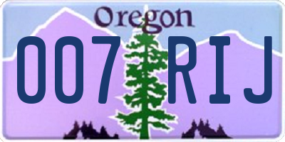 OR license plate 007RIJ