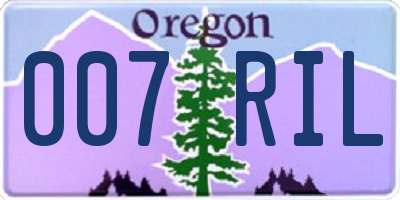 OR license plate 007RIL