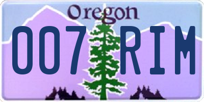 OR license plate 007RIM